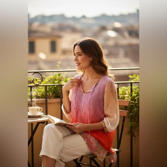 Zanetti Multicolored Cotton Paisley Blouse - Picture 14 of 15